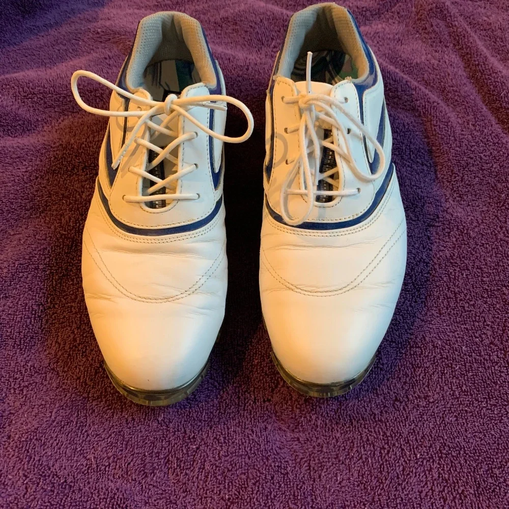 Foot Joy White/Royal Blue Leather Golf Shoes sz 8.5 M
